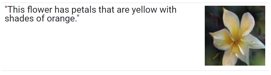 The floral image above was created by feeding a written description to a GAN.