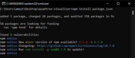 Command: npm install package.json