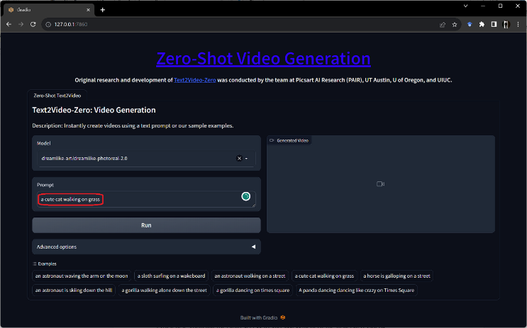 Interacting with the Text2Video Model
